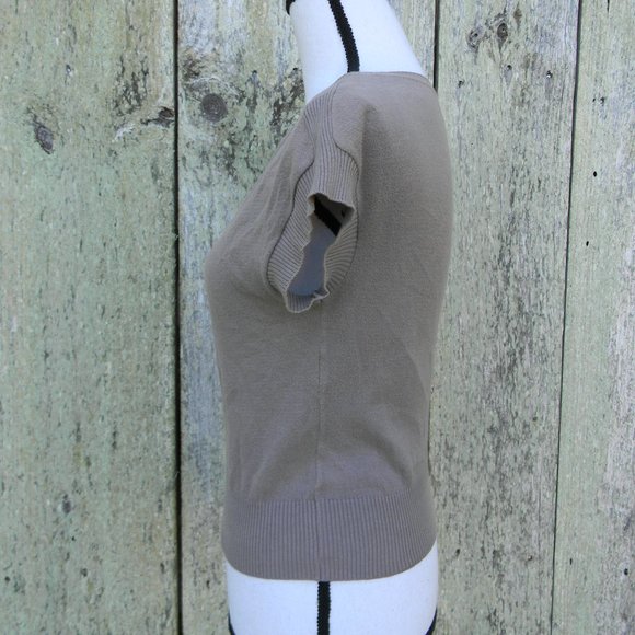 Philosophy di Alberta Ferretti WM'S GRAY/TAUPE RIBBED SHORT SLV SWEATER TOP SZ 4 - Picture 2 of 4